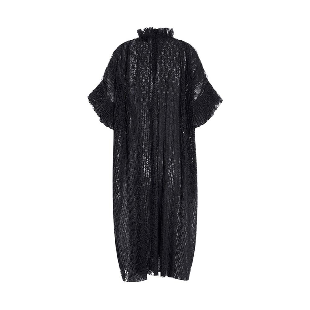 Bitte Kai Rand Peplum Short Sleeve Black Lace Overlay Dress Size: 3 (XL) - Picture 4 of 10